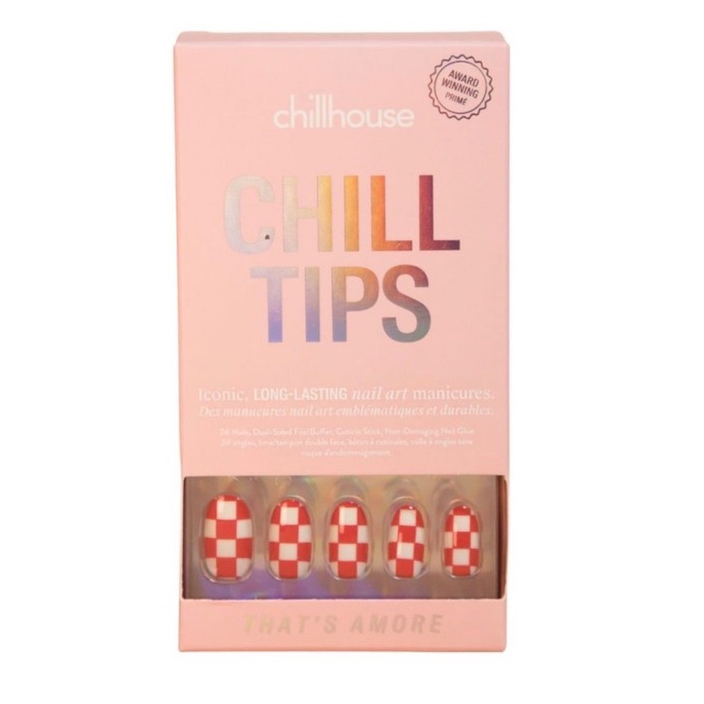 Chillhouse Chill Tips That's Amore Red White Checkered Press-On Nails Round